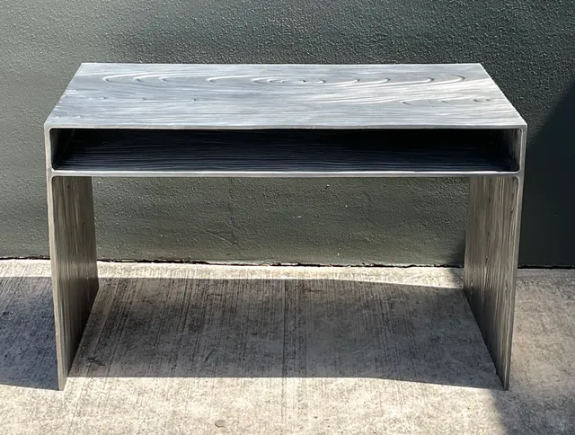 Vintage Wood Grain Metal Console Table — additional photo 6
