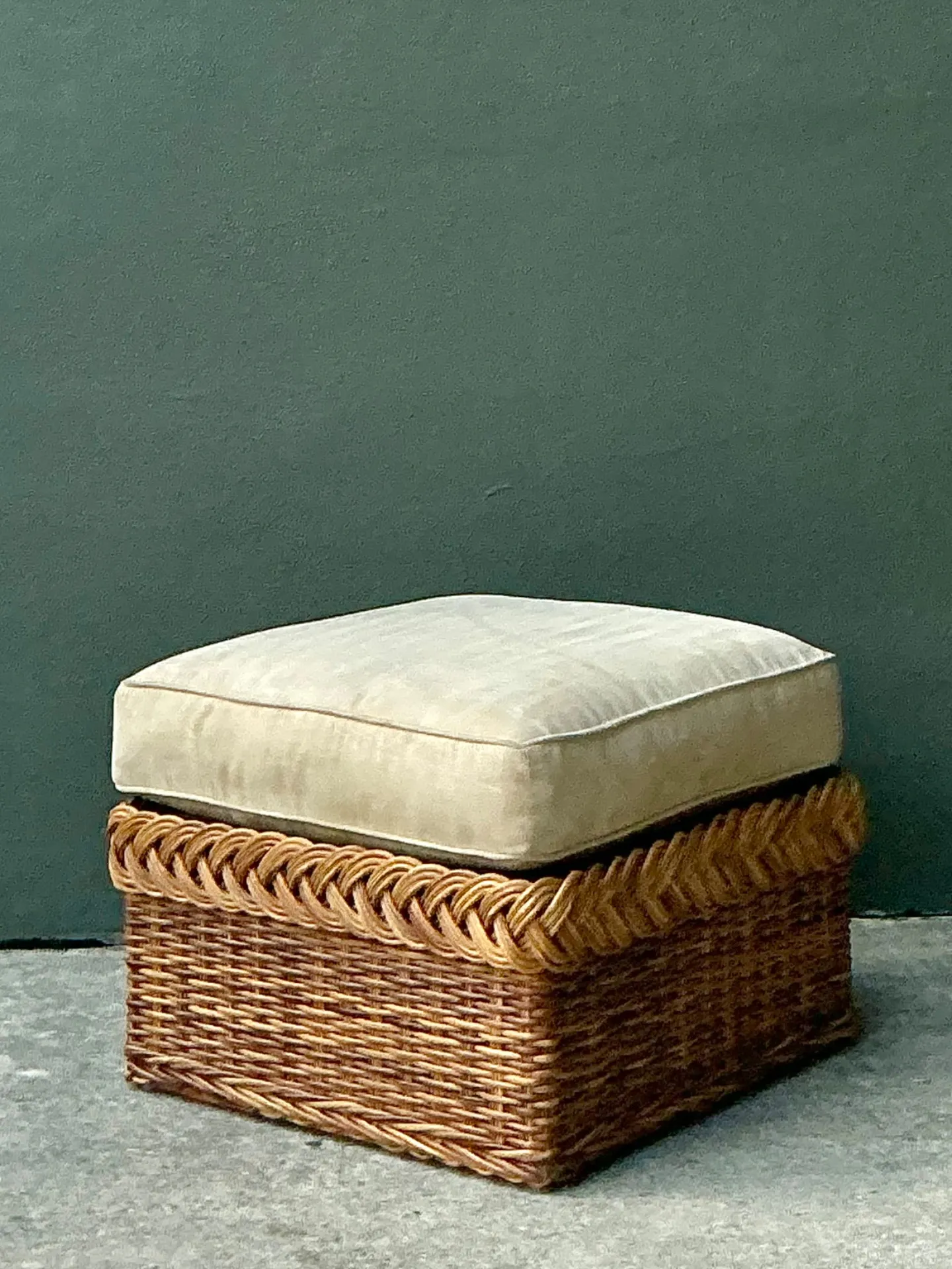 Vintage Braided Rattan Ottoman — additional photo 6