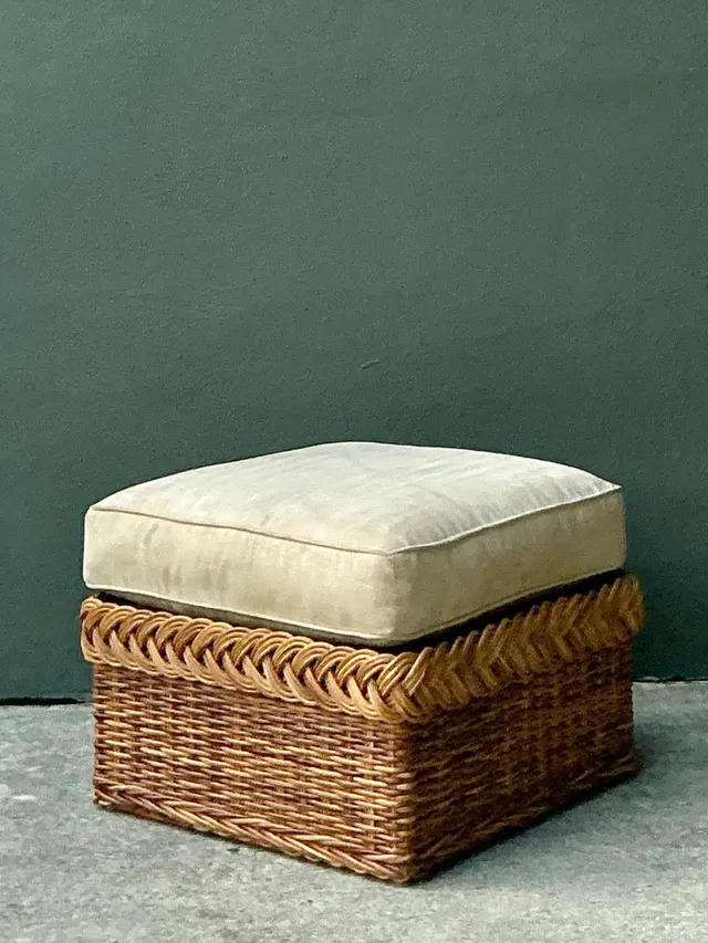 Vintage Braided Rattan Ottoman — additional photo 6