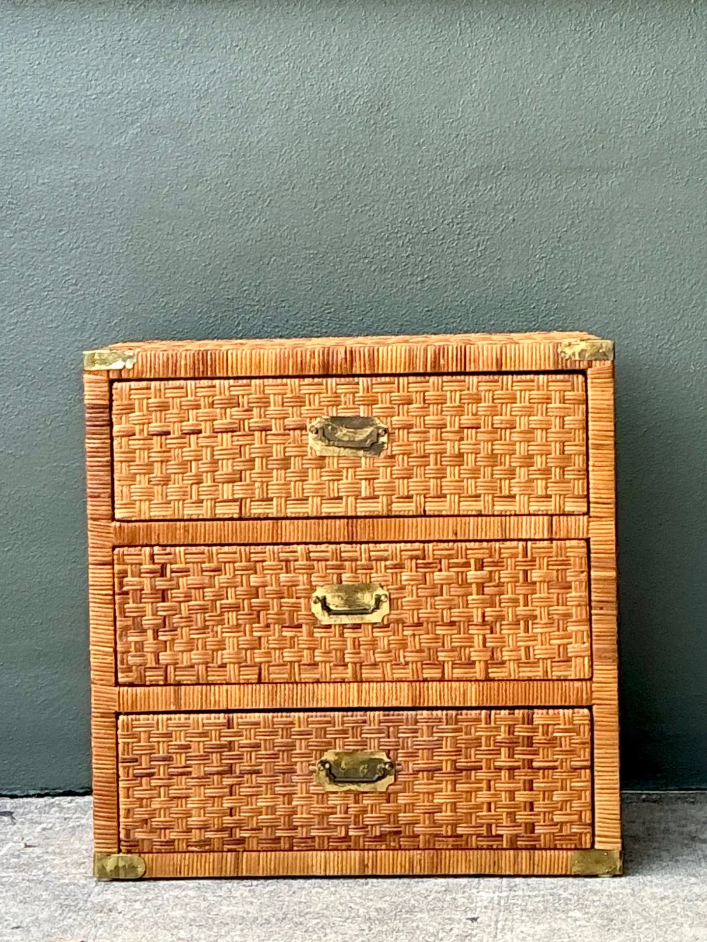 Vintage Woven Rattan Chest of Drawers - Rattan, 30W x 30.25H — additional photo 2