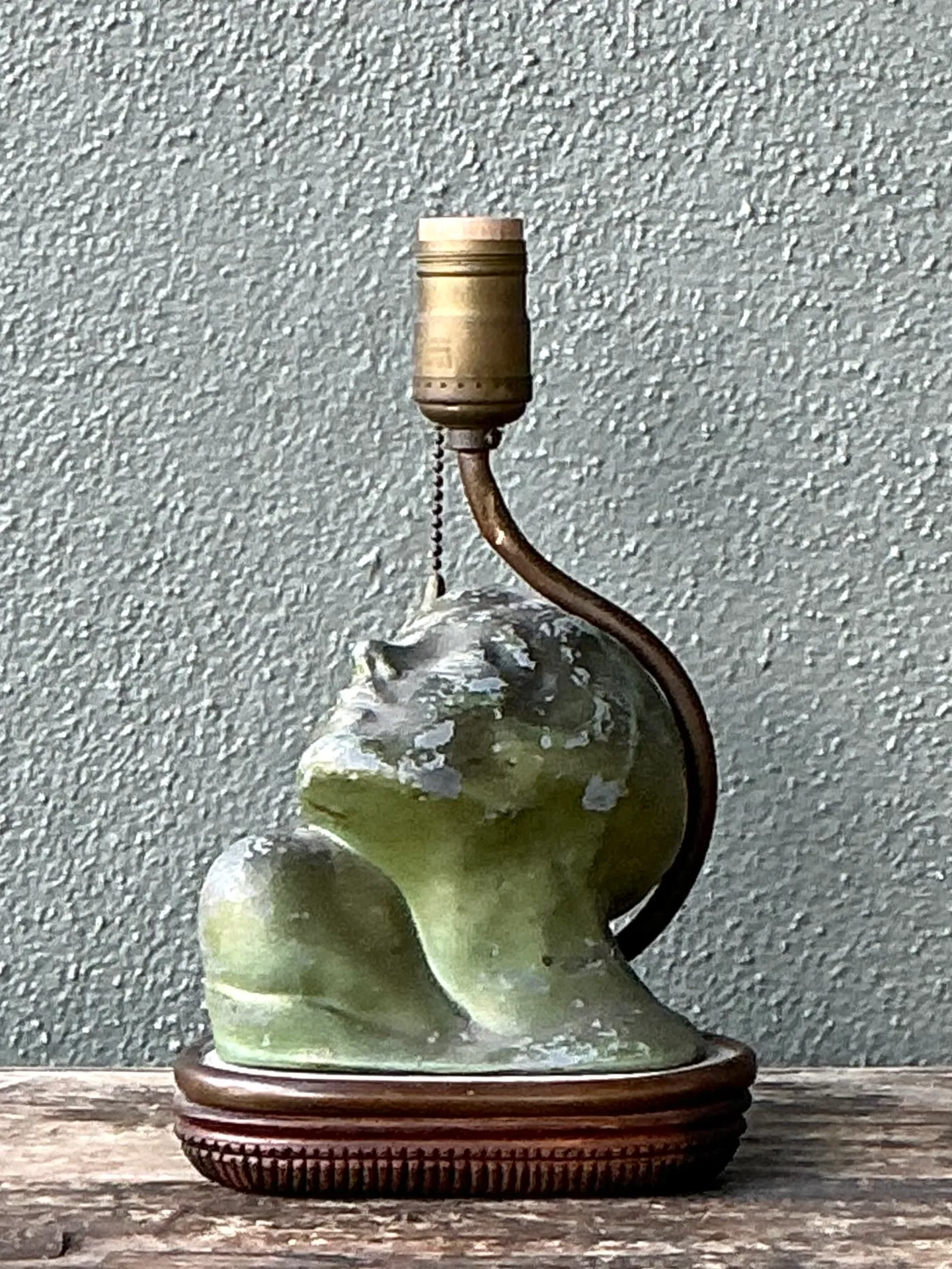 Vintage Green Patinated Bust Table Lamp — additional photo 4