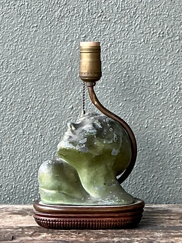 Vintage Green Patinated Bust Table Lamp — additional photo 4