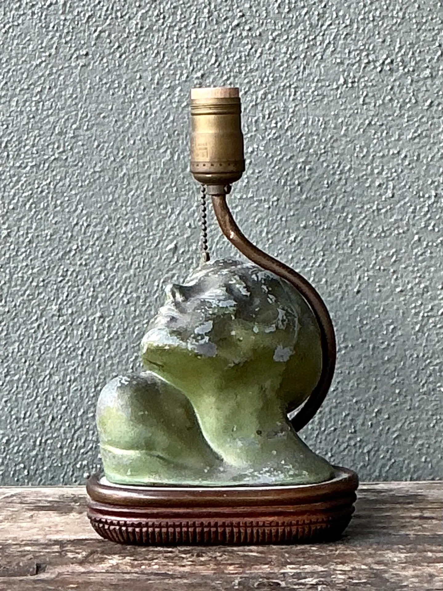 Vintage Green Patinated Bust Table Lamp — additional photo 6