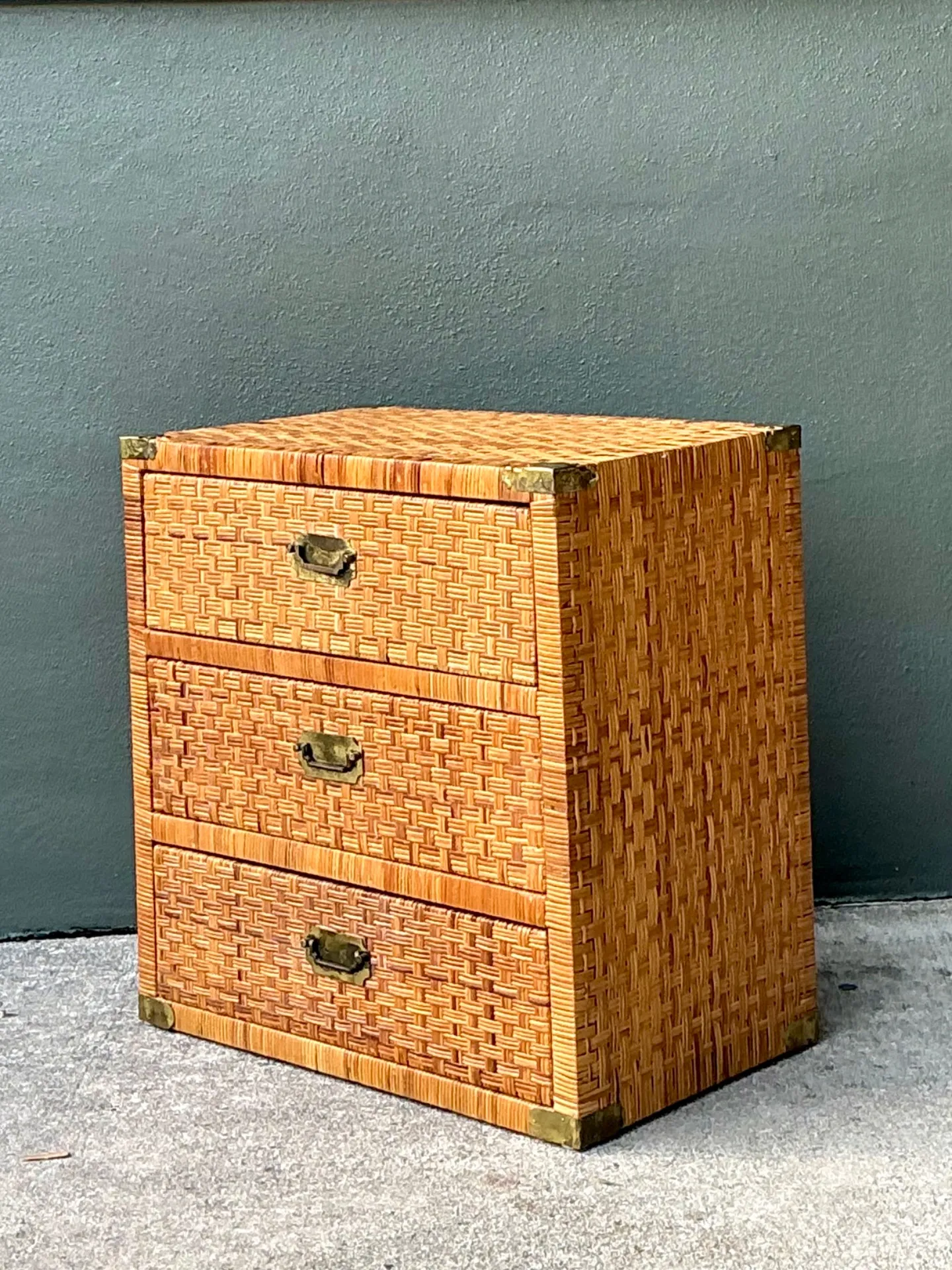 Vintage Woven Rattan Chest of Drawers - Rattan, 30W x 30.25H — additional photo 6