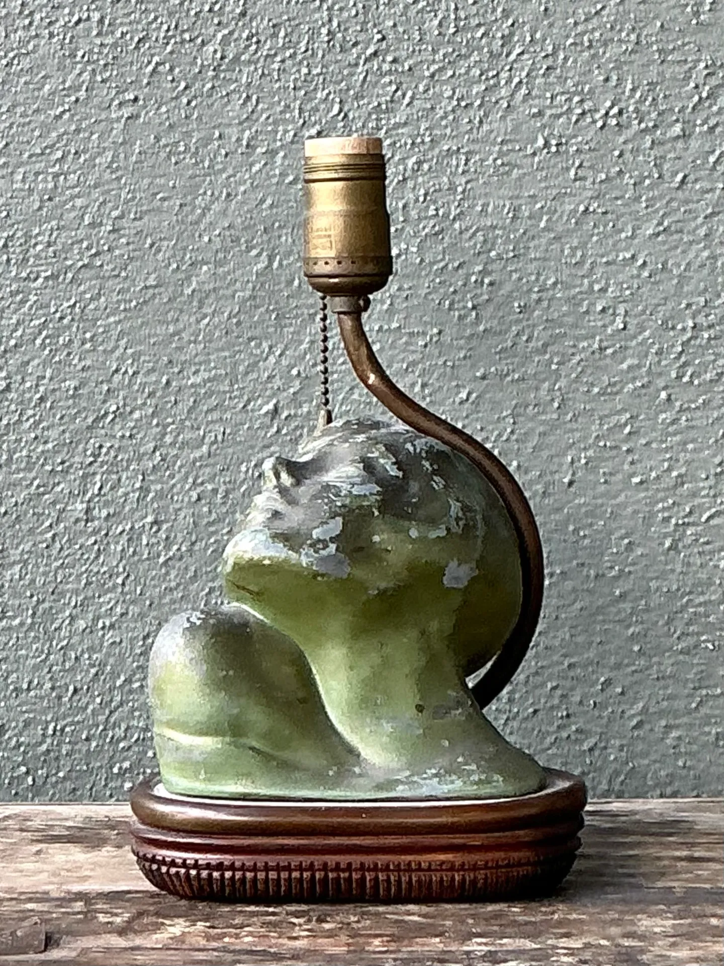 Vintage Green Patinated Bust Table Lamp — additional photo 1