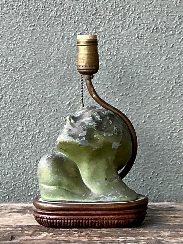 Vintage Green Patinated Bust Table Lamp — additional photo 1