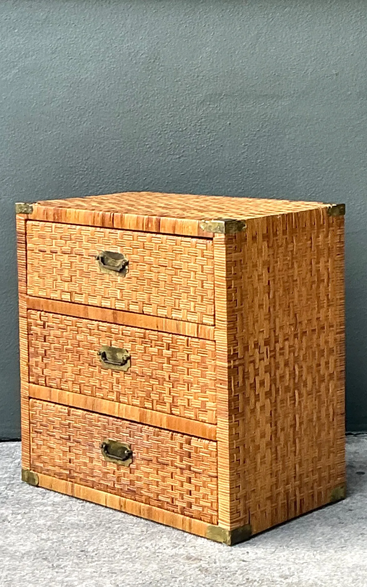 Vintage Woven Rattan Chest of Drawers - Rattan, 30W x 30.25H - Top view
