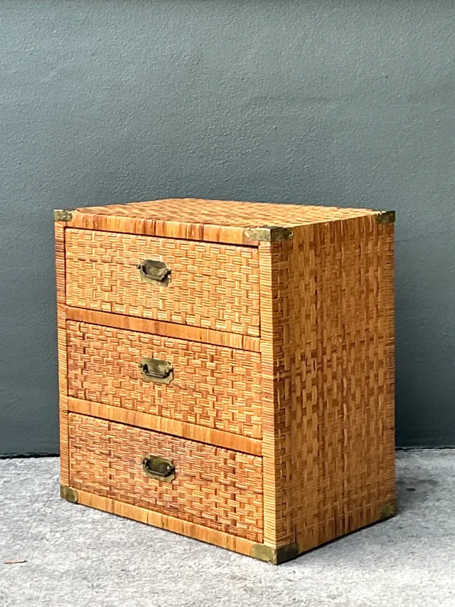 Vintage Woven Rattan Chest of Drawers - Rattan, 30W x 30.25H — additional photo 4