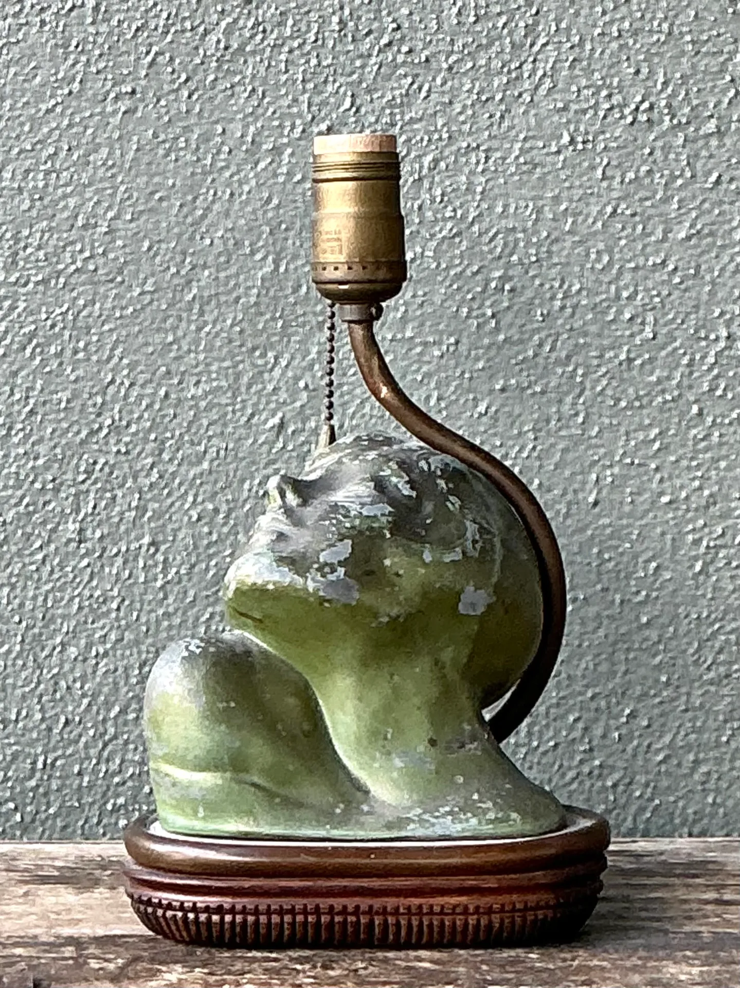 Vintage Green Patinated Bust Table Lamp — additional photo 7