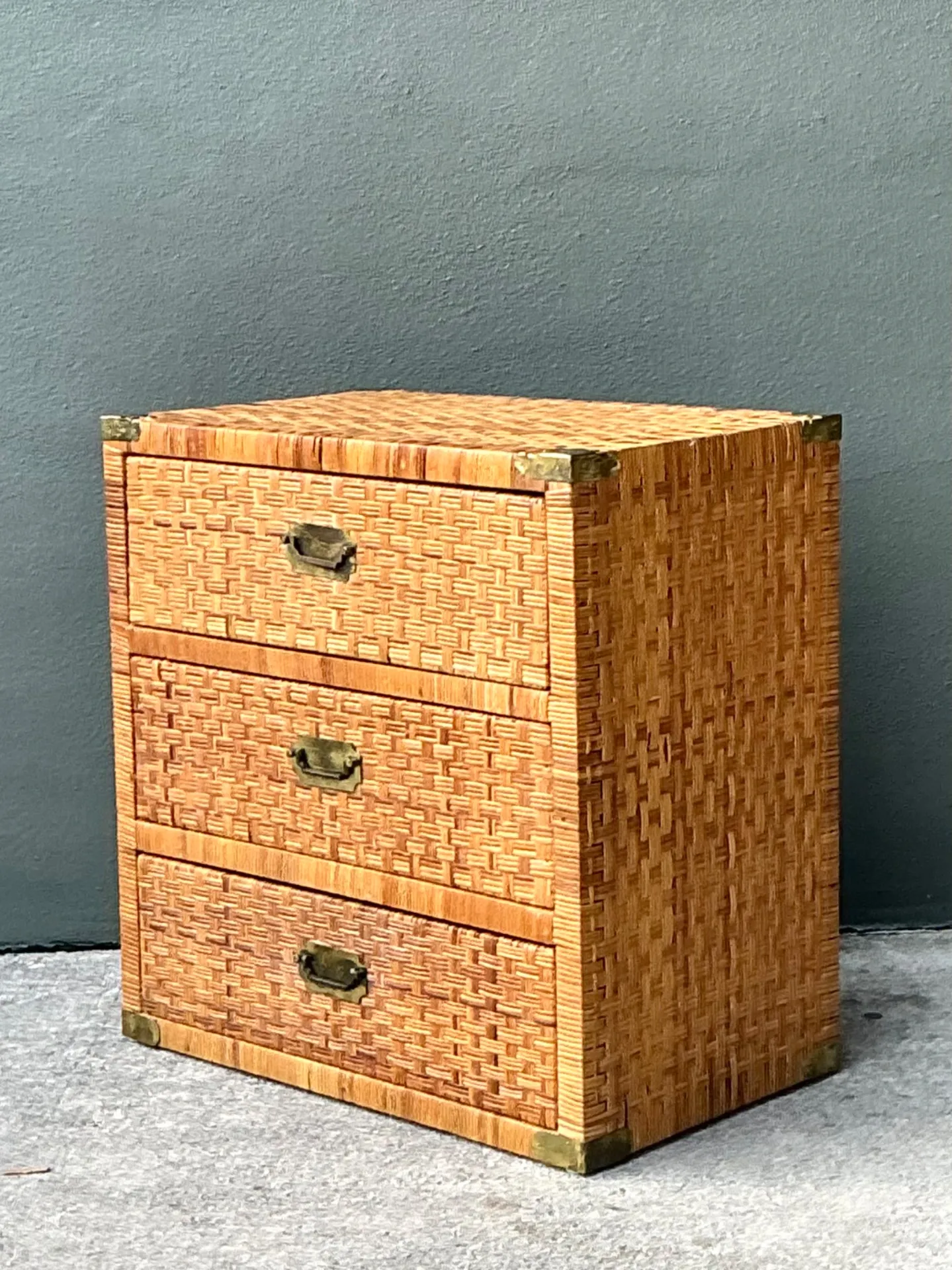 Vintage Woven Rattan Chest of Drawers - Rattan, 30W x 30.25H — additional photo 1