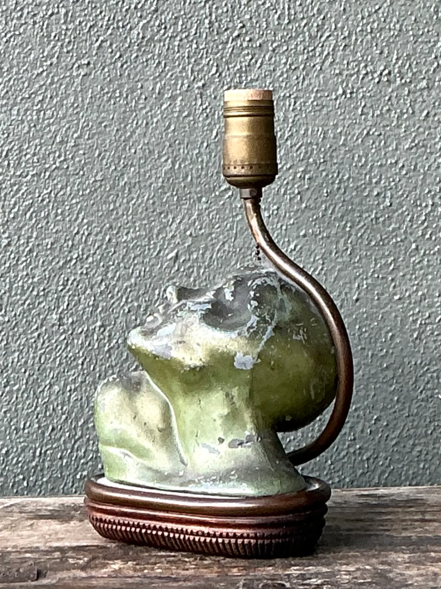 Vintage Green Patinated Bust Table Lamp — additional photo 2