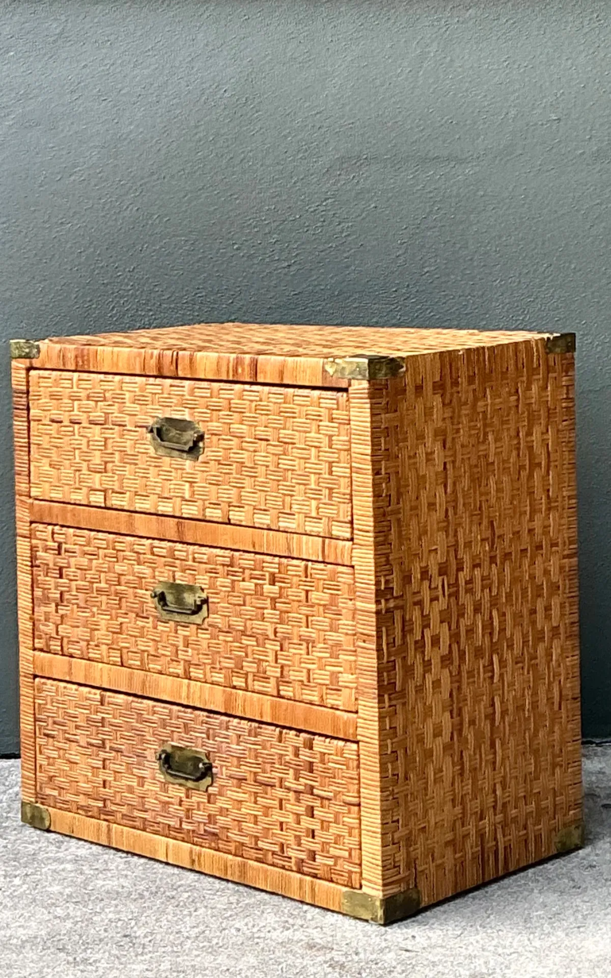 Vintage Woven Rattan Chest of Drawers - Rattan, 30W x 30.25H - Back view