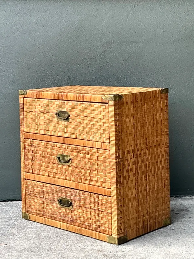 Vintage Woven Rattan Chest of Drawers - Rattan, 30W x 30.25H — additional photo 3