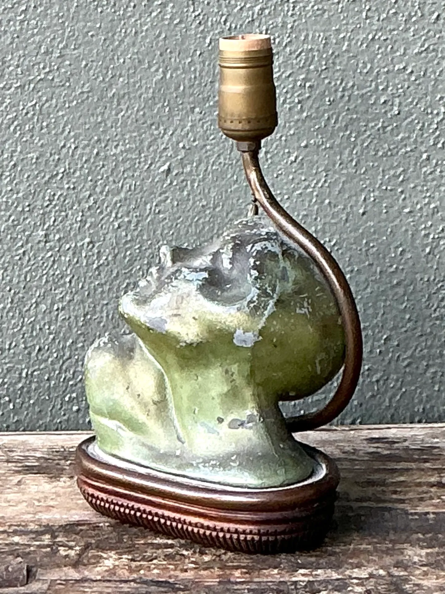 Vintage Green Patinated Bust Table Lamp — additional photo 3