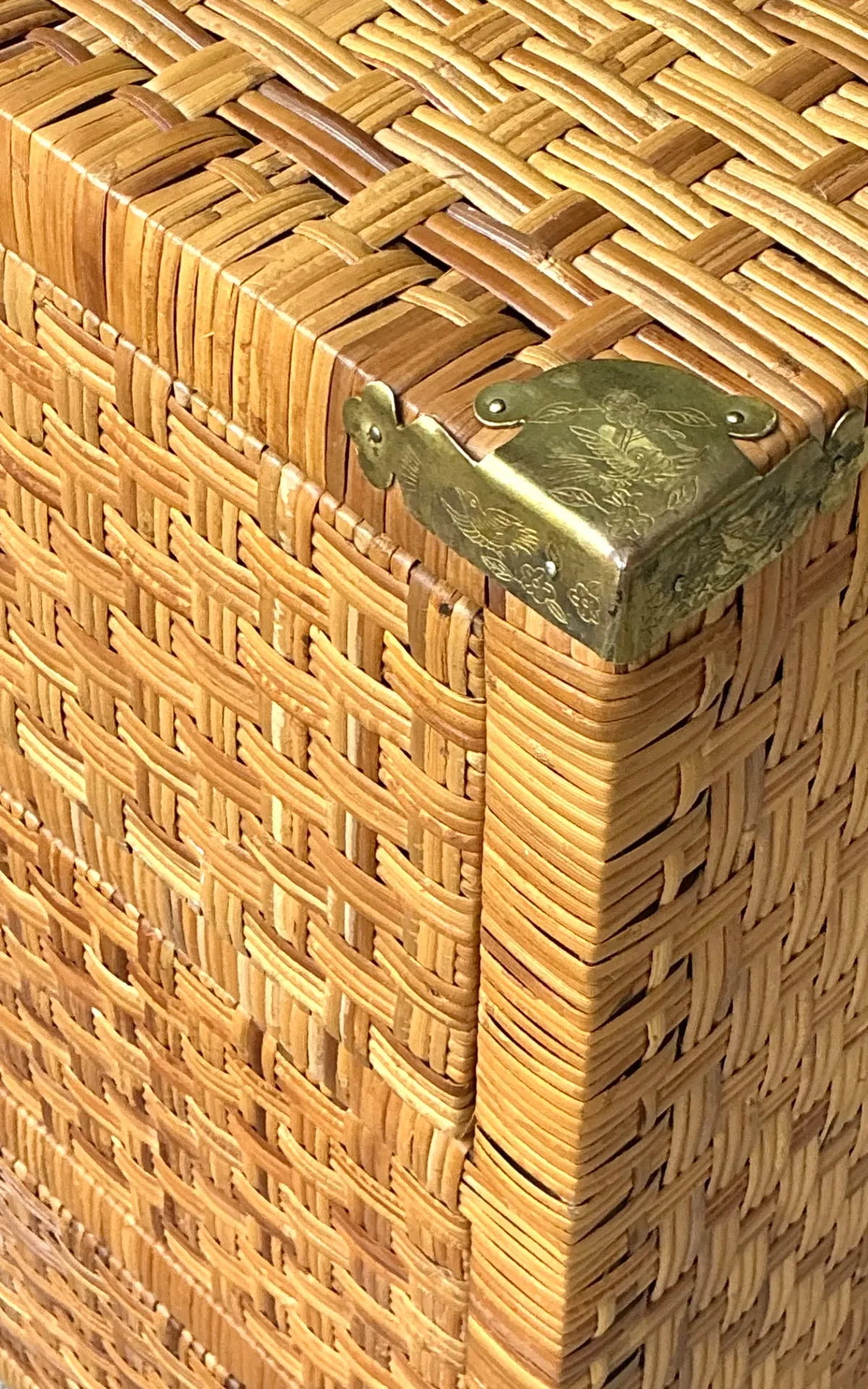 Vintage Woven Rattan Chest of Drawers - Rattan, 30W x 30.25H - Bottom view