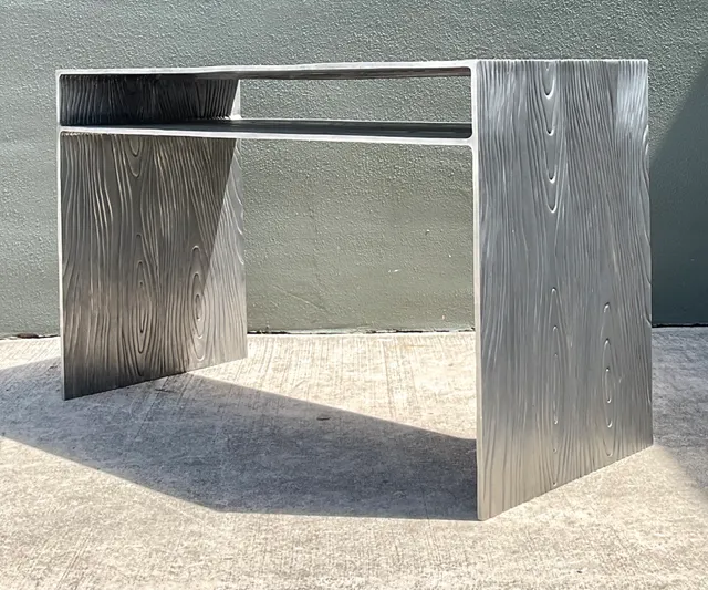 Vintage Wood Grain Metal Console Table — additional photo 1