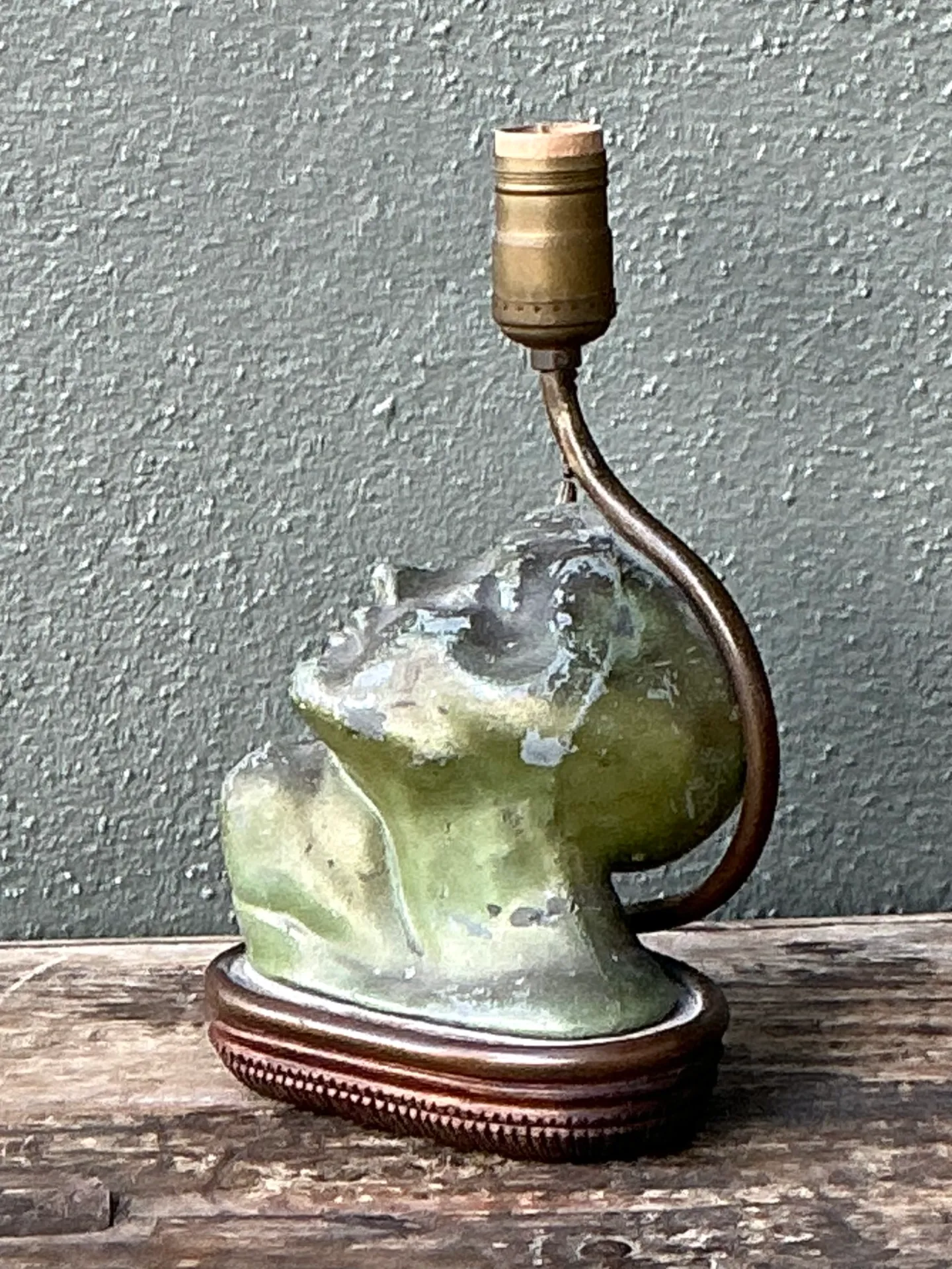 Vintage Green Patinated Bust Table Lamp — additional photo 5