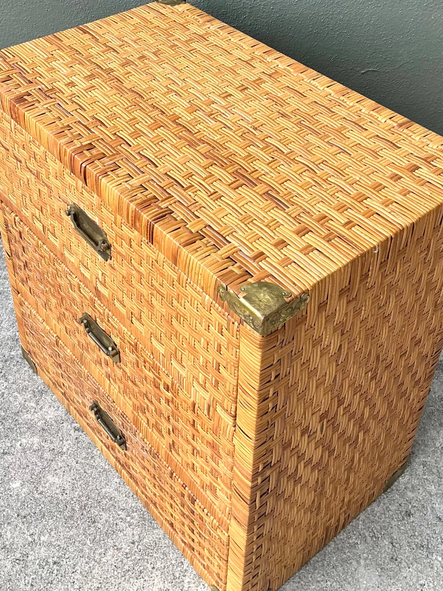 Vintage Woven Rattan Chest of Drawers - Rattan, 30W x 30.25H — additional photo 5