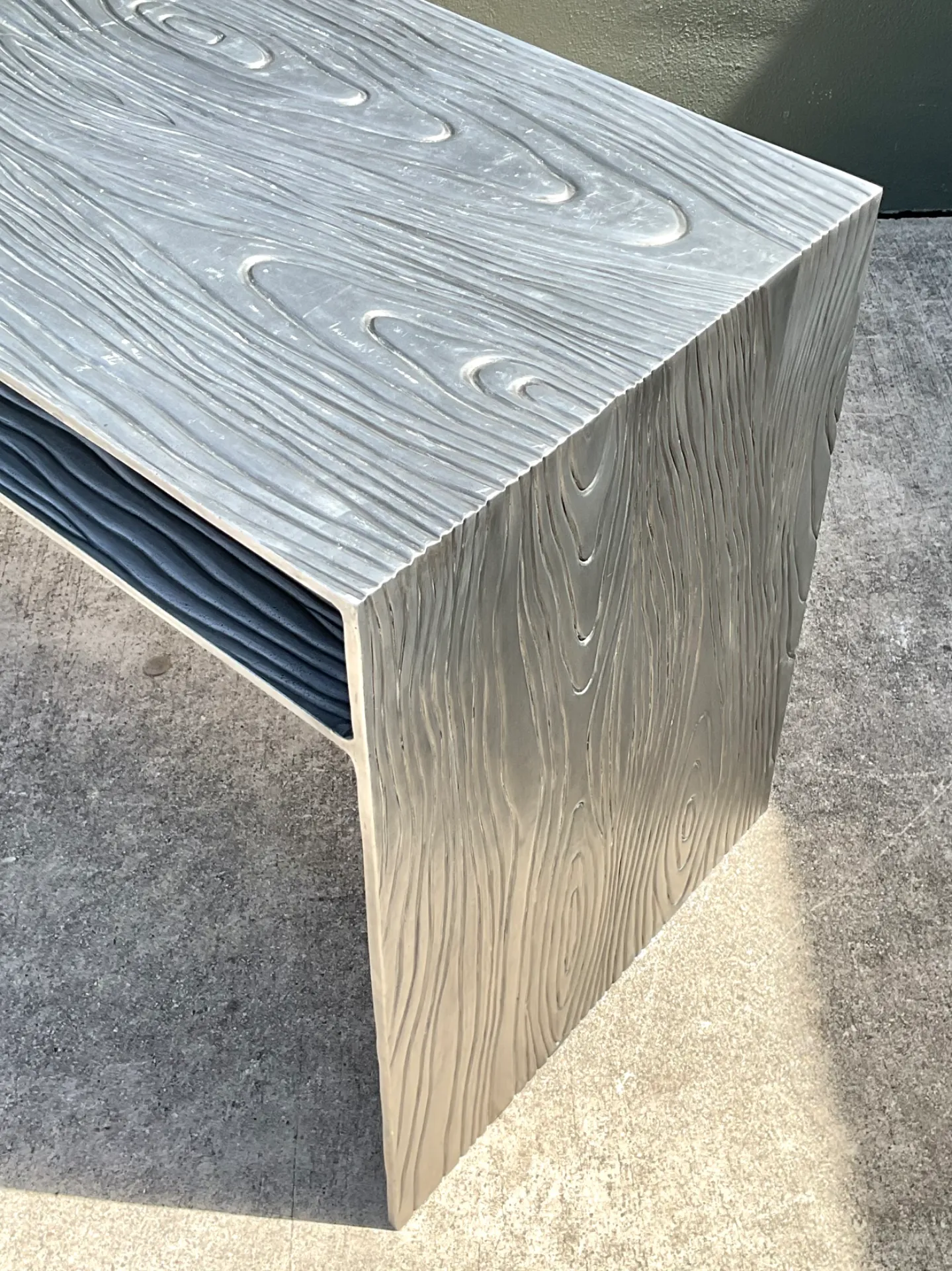 Vintage Wood Grain Metal Console Table — additional photo 2