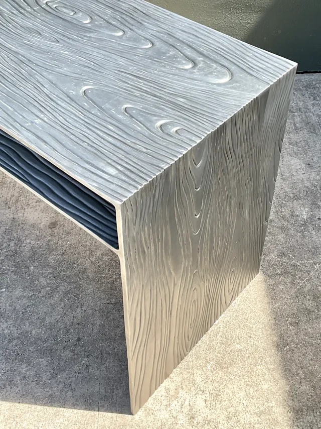 Vintage Wood Grain Metal Console Table — additional photo 2