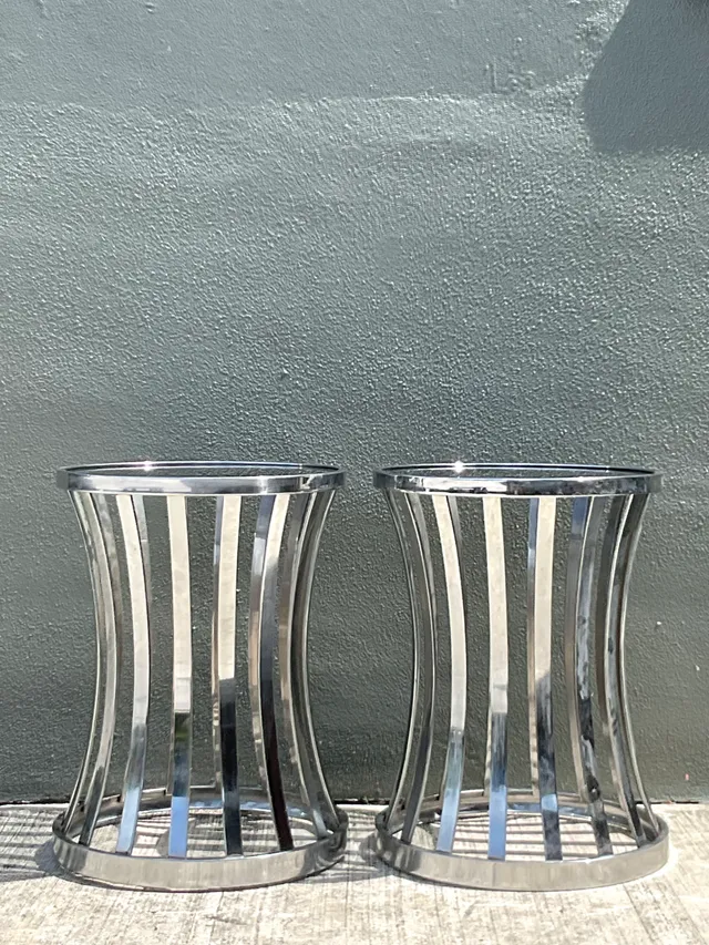 Vintage Metal and Glass Side Tables - A Pair — additional photo 1