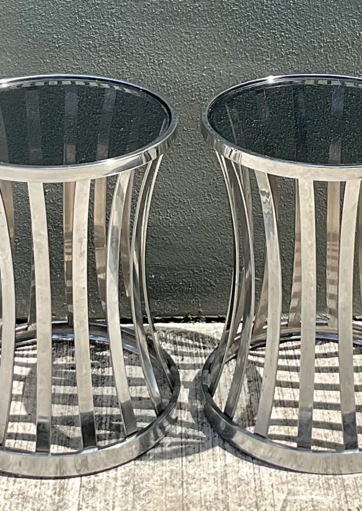 Vintage Metal and Glass Side Tables - A Pair — additional photo 5