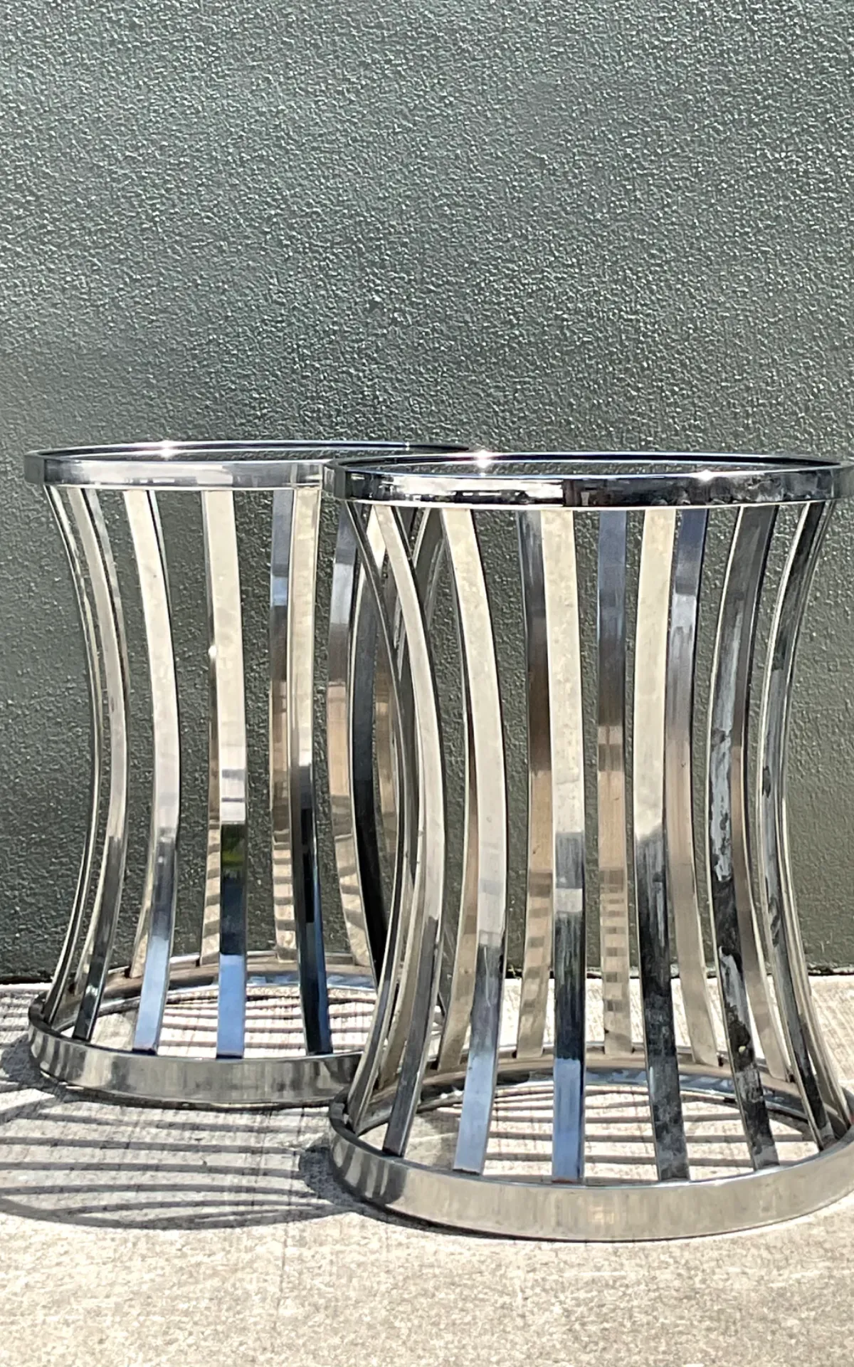 Vintage Metal and Glass Side Tables - A Pair — additional photo 4