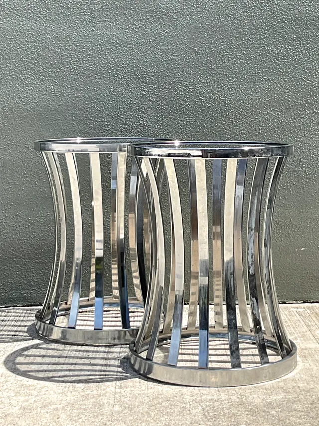 Vintage Metal and Glass Side Tables - A Pair — additional photo 4