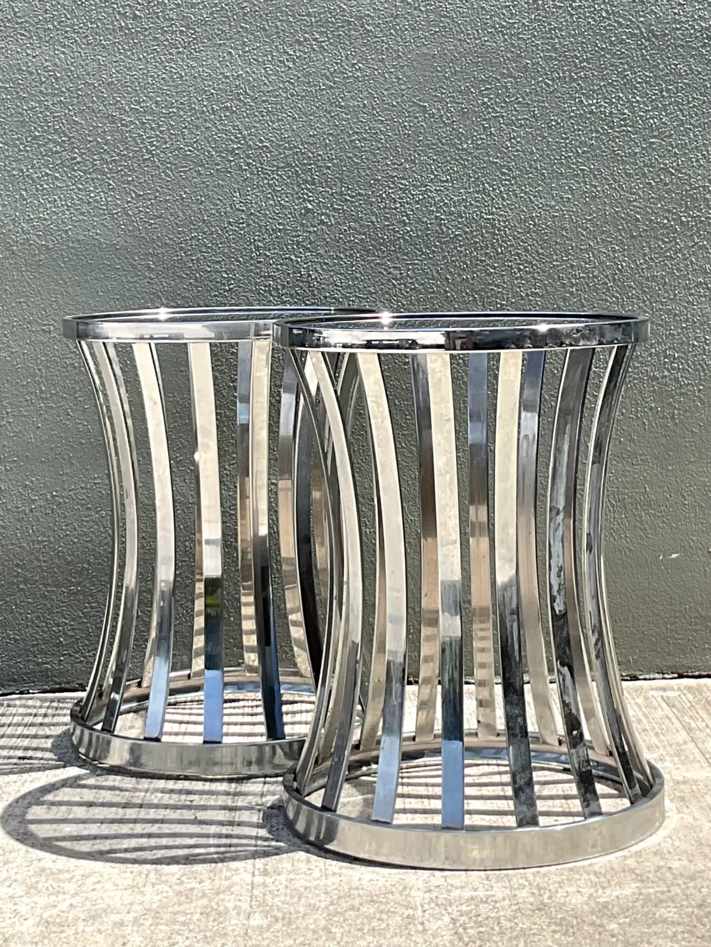 Vintage Metal and Glass Side Tables - A Pair — additional photo 6