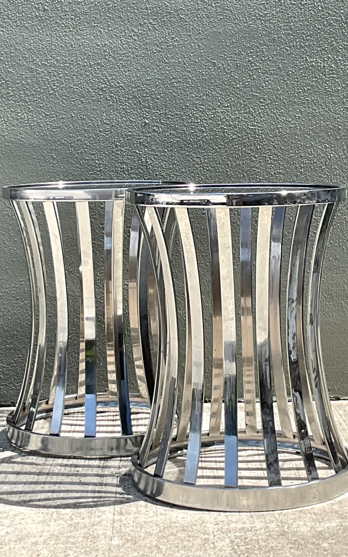 Vintage Metal and Glass Side Tables - A Pair — additional photo 6