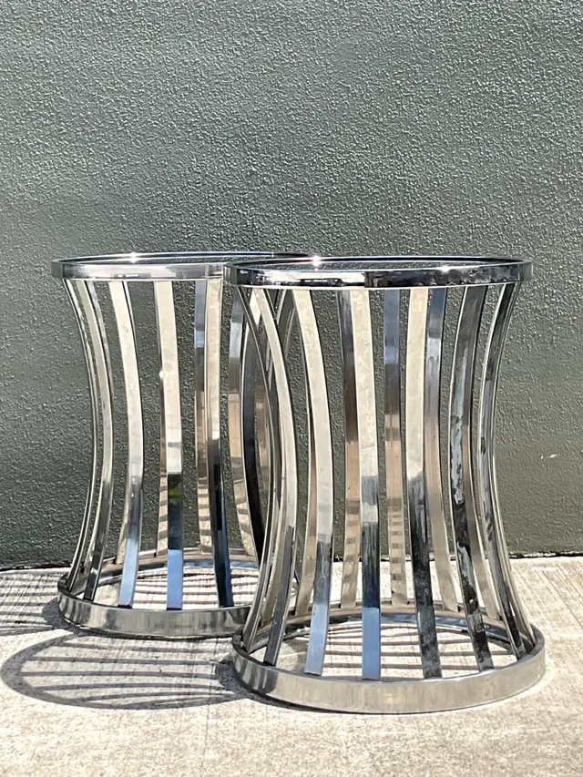 Vintage Metal and Glass Side Tables - A Pair — additional photo 6