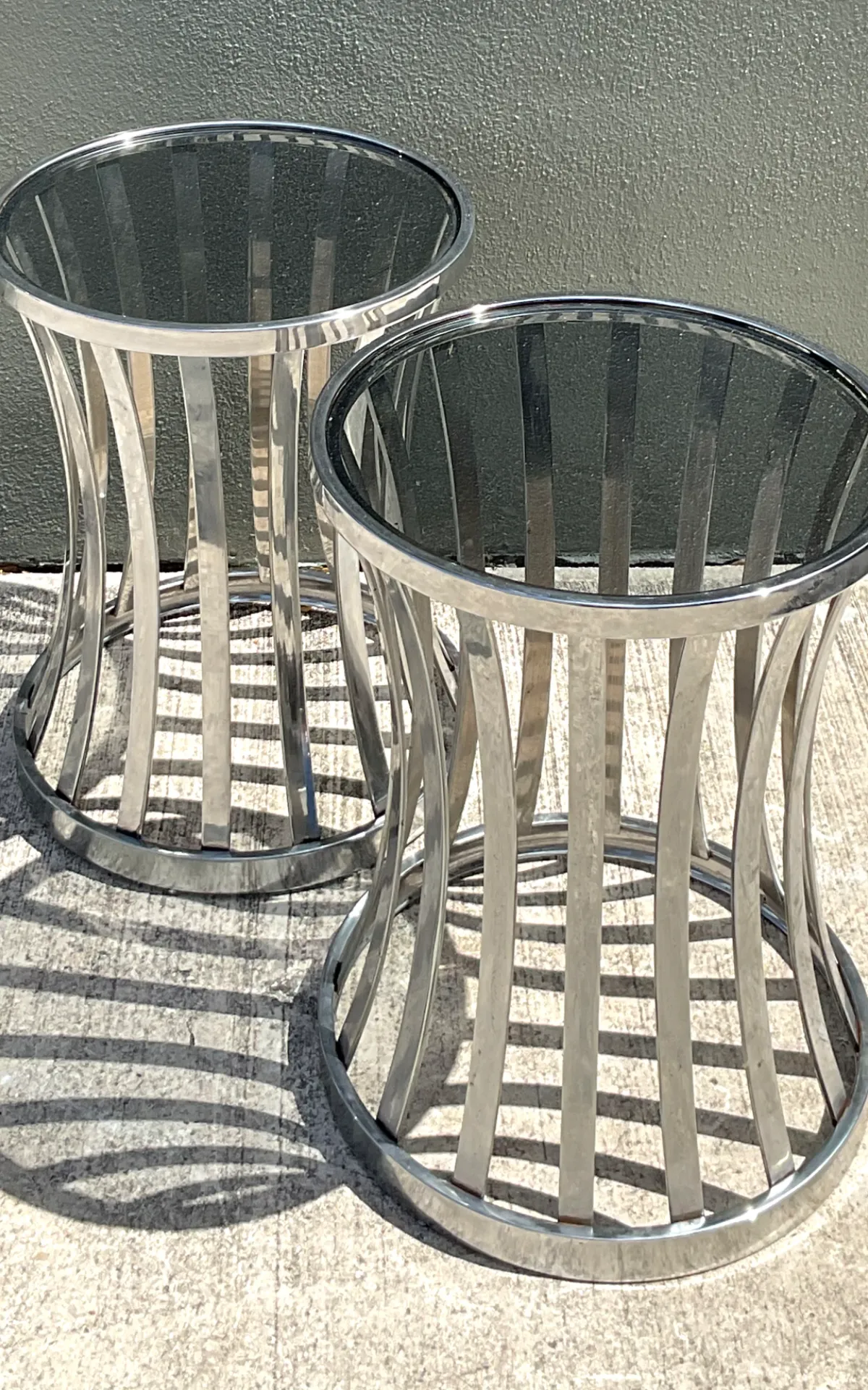 Vintage Metal and Glass Side Tables - A Pair — additional photo 2