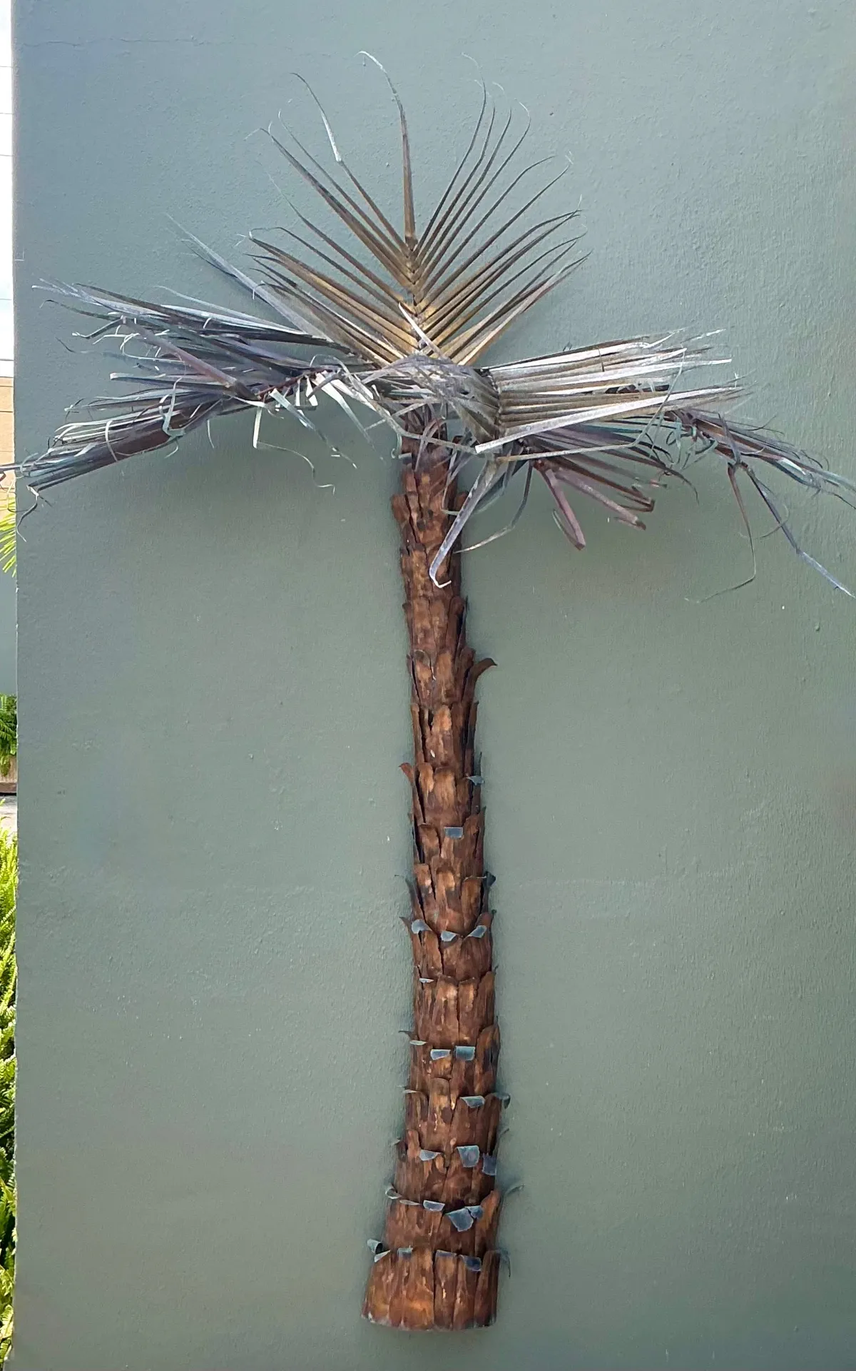 Vintage Metal Palm Tree Wall Sculpture