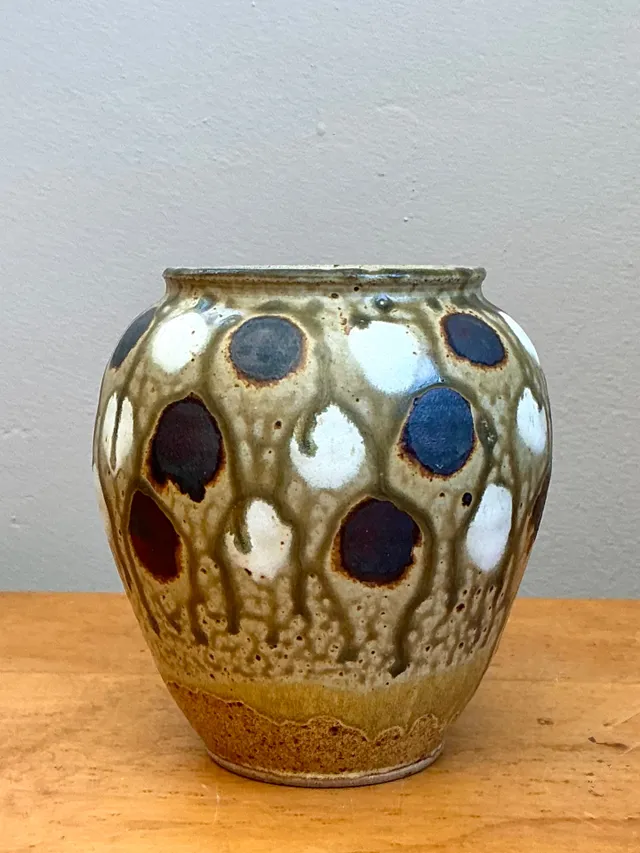 Vintage Handcrafted Polka Dot Ceramic Vase — additional photo 8