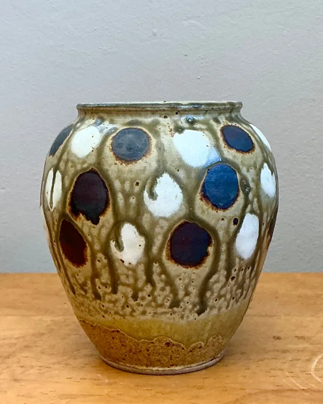 Vintage Handcrafted Polka Dot Ceramic Vase — additional photo 5