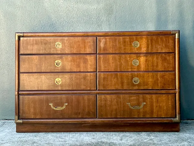 Vintage Drexel Wood and Metal Campaign Dresser — additional photo 8