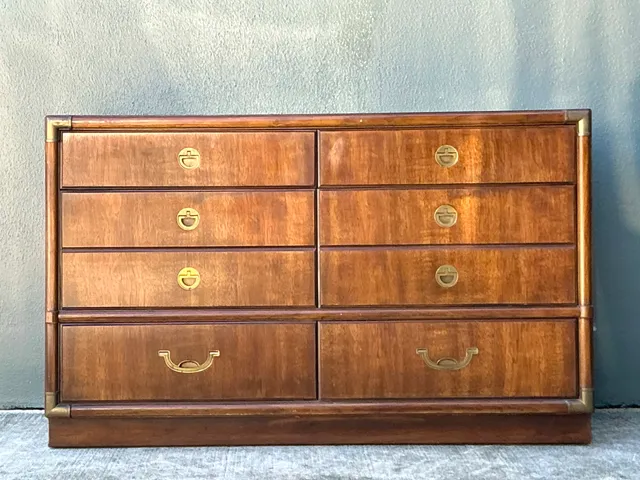 Vintage Drexel Wood and Metal Campaign Dresser — additional photo 2