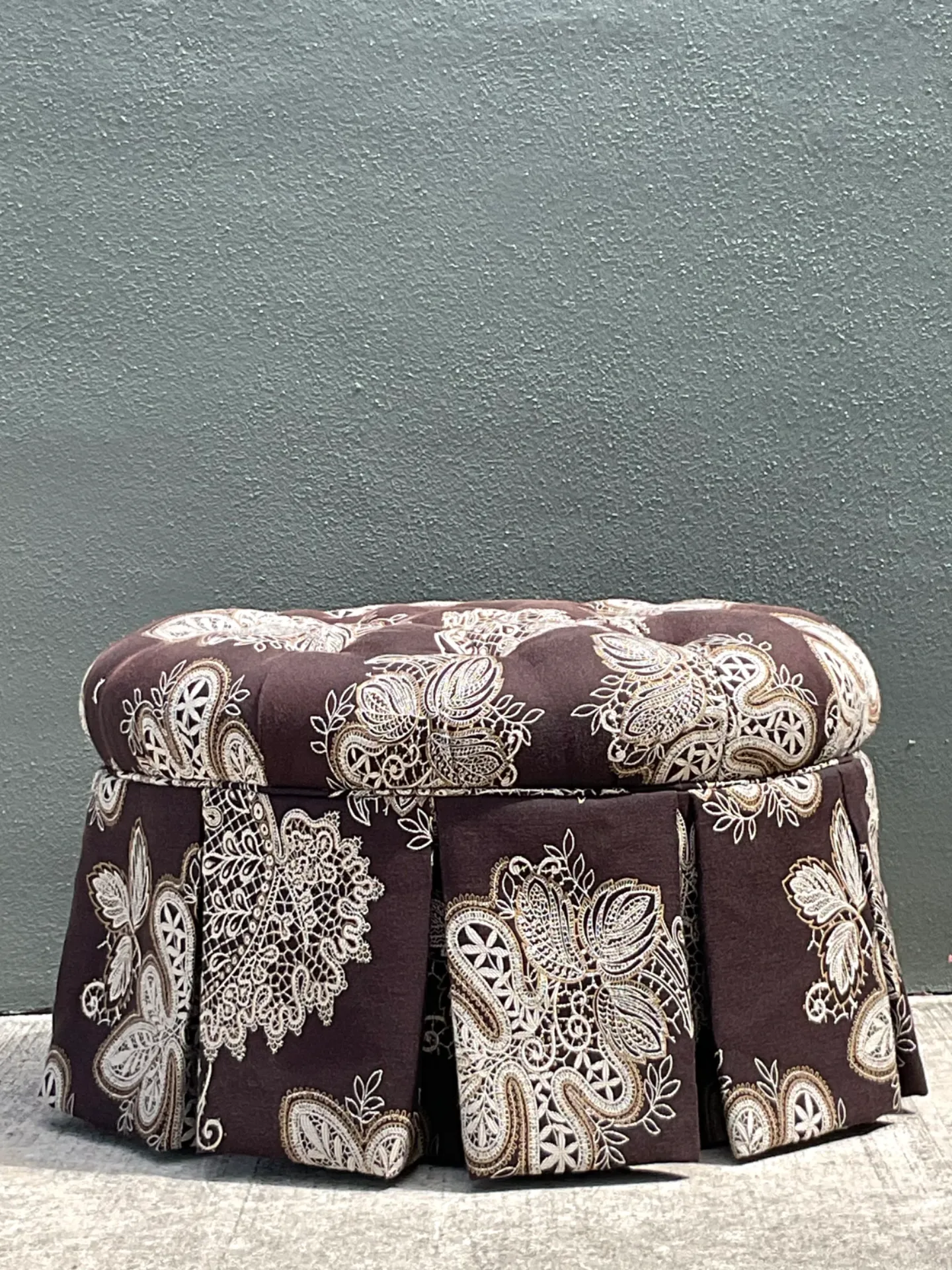 Vintage Paisley Tufted Ottoman — additional photo 4