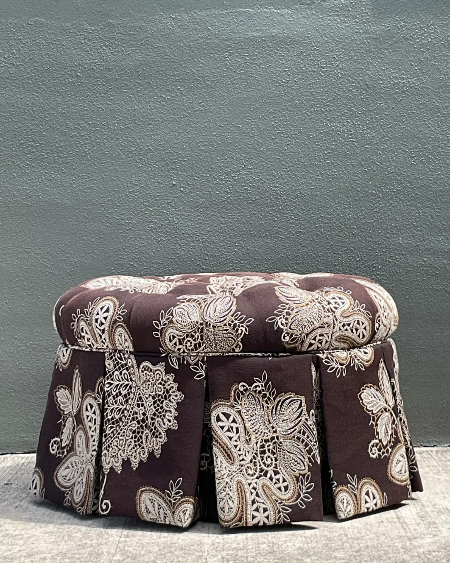 Vintage Paisley Tufted Ottoman — additional photo 3