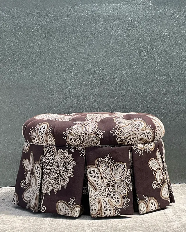 Vintage Paisley Tufted Ottoman — additional photo 3