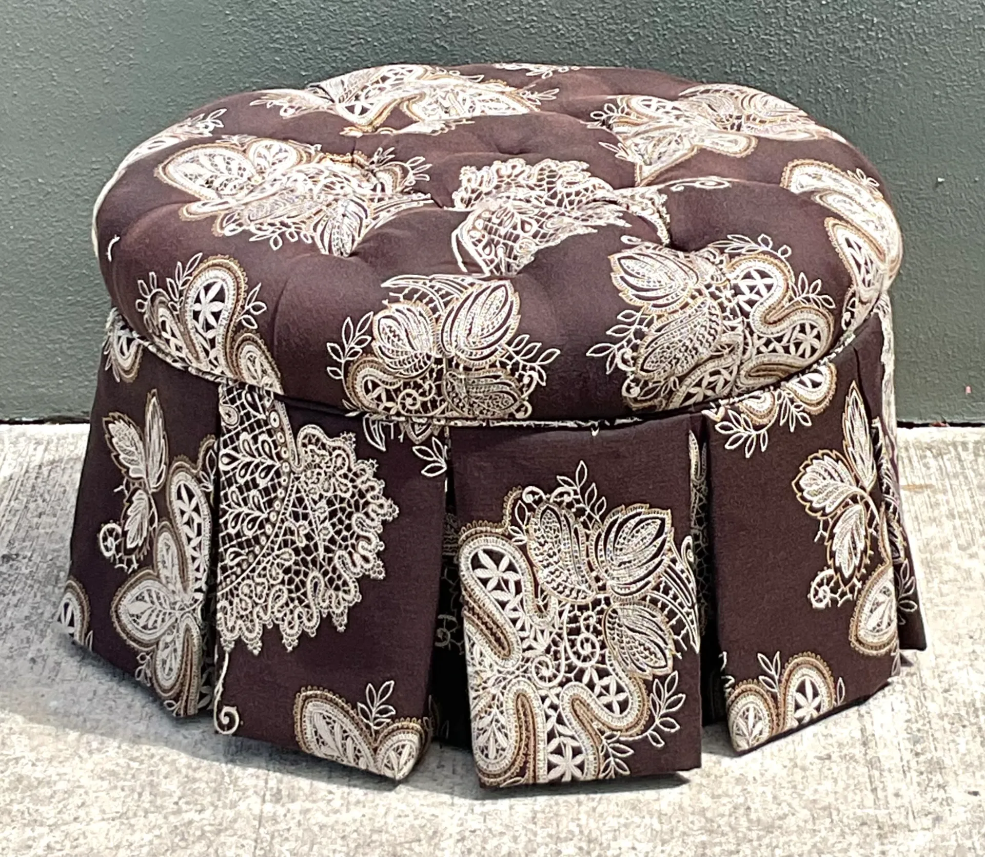 Vintage Paisley Tufted Ottoman — additional photo 1