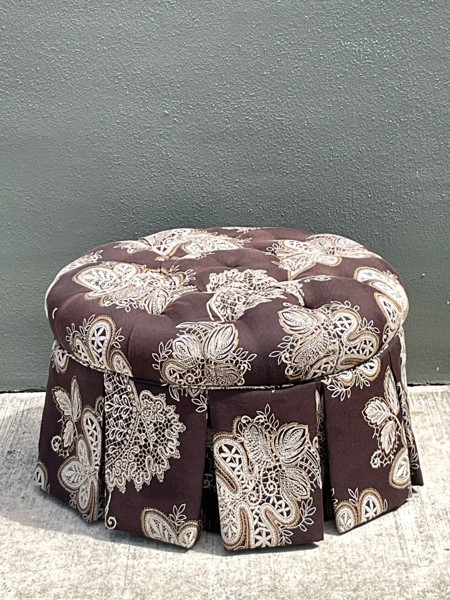 Vintage Paisley Tufted Ottoman — additional photo 6