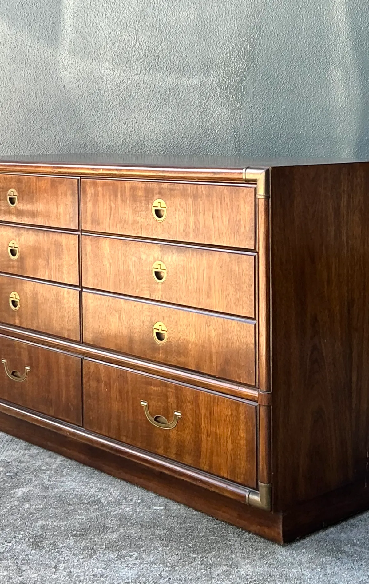 Vintage Drexel Wood and Metal Campaign Dresser