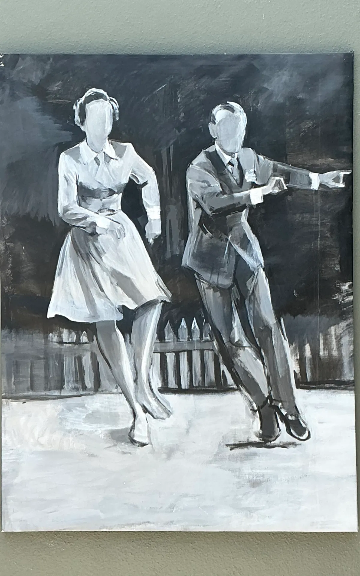 Vintage Black and White Dance Portrait on Canvas — additional photo 2