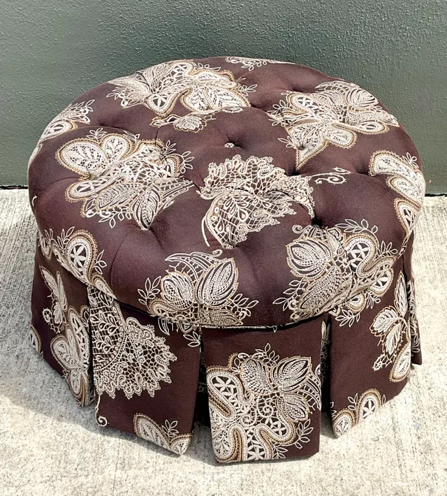 Vintage Paisley Tufted Ottoman — additional photo 2
