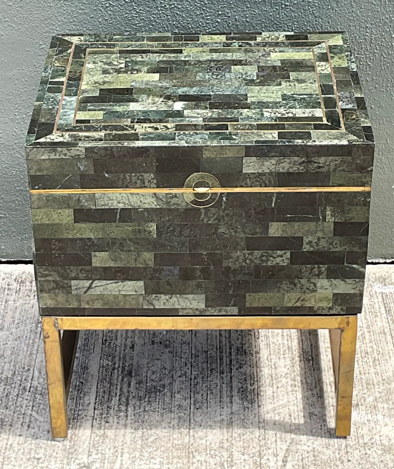 Vintage Stone and Metal Side Table — additional photo 1
