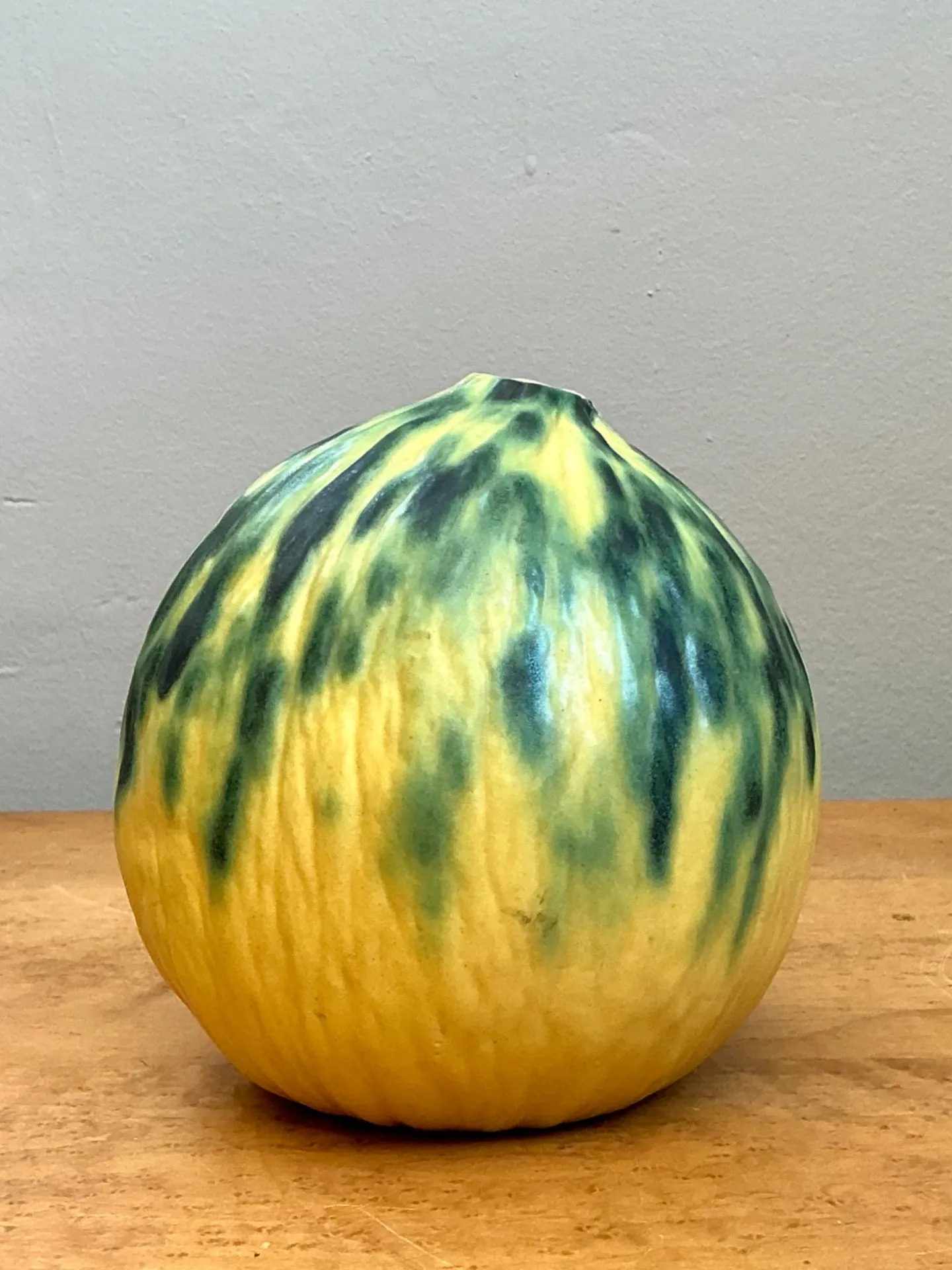 Vintage Yellow and Green Ceramic Gourd — additional photo 2