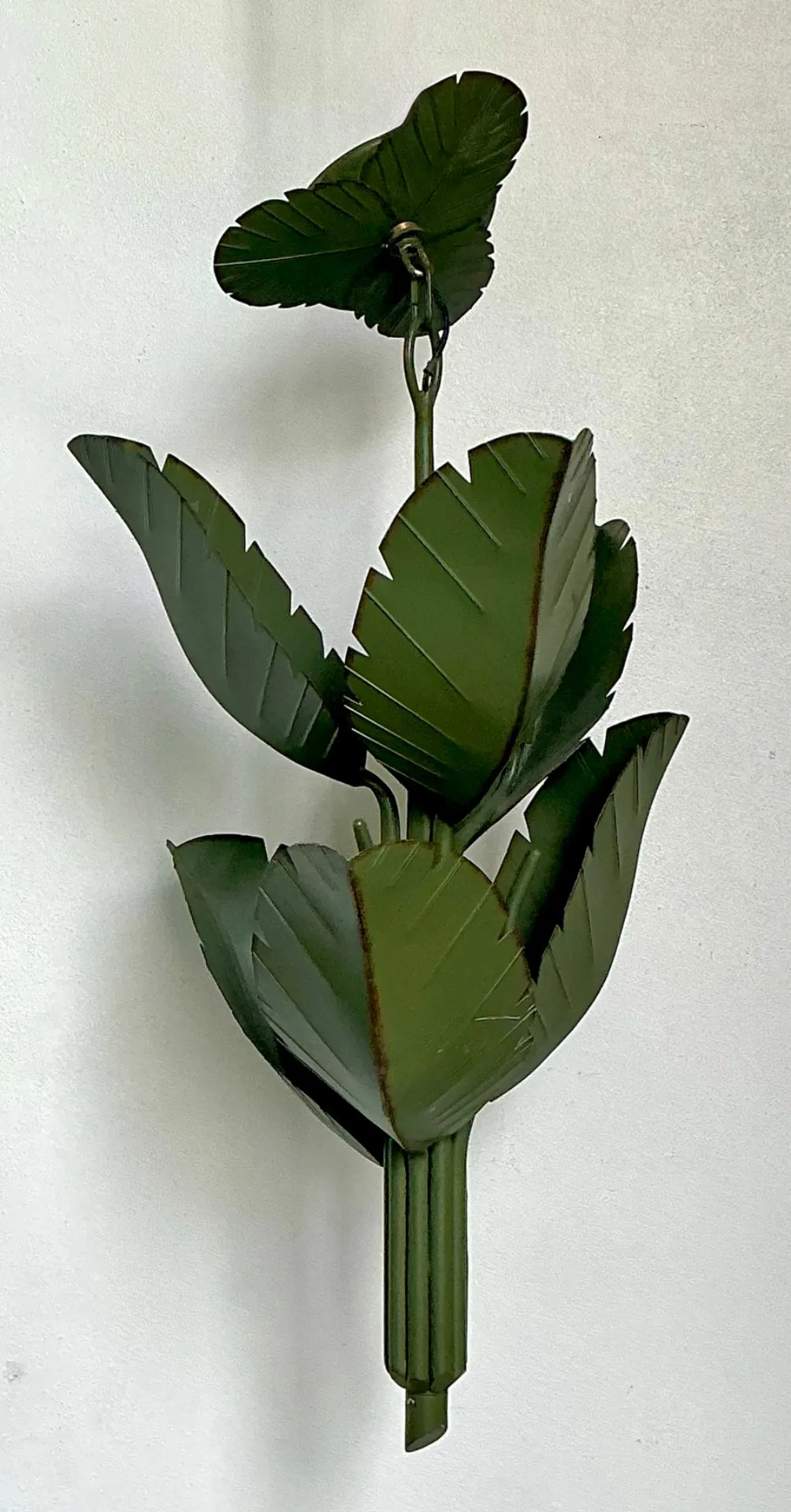 Vintage Green Banana Leaf Six Arm Chandelier — additional photo 4