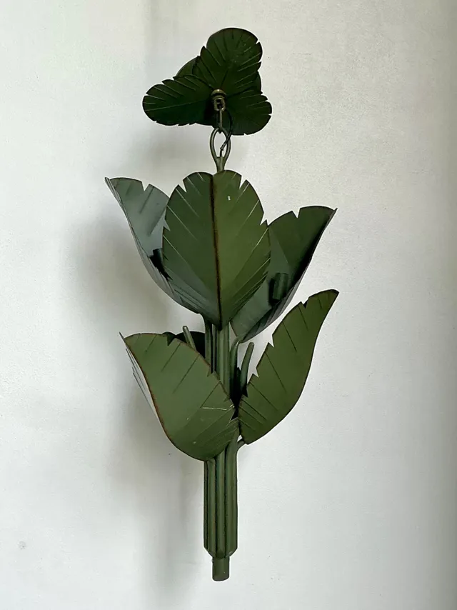 Vintage Green Banana Leaf Six Arm Chandelier — additional photo 6