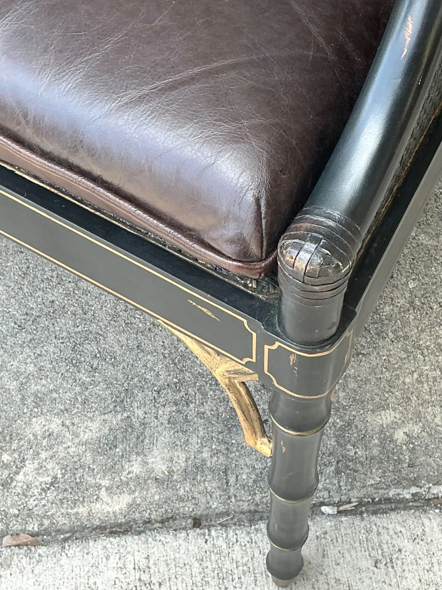 Vintage Leather Cushion Cane Settee — additional photo 5